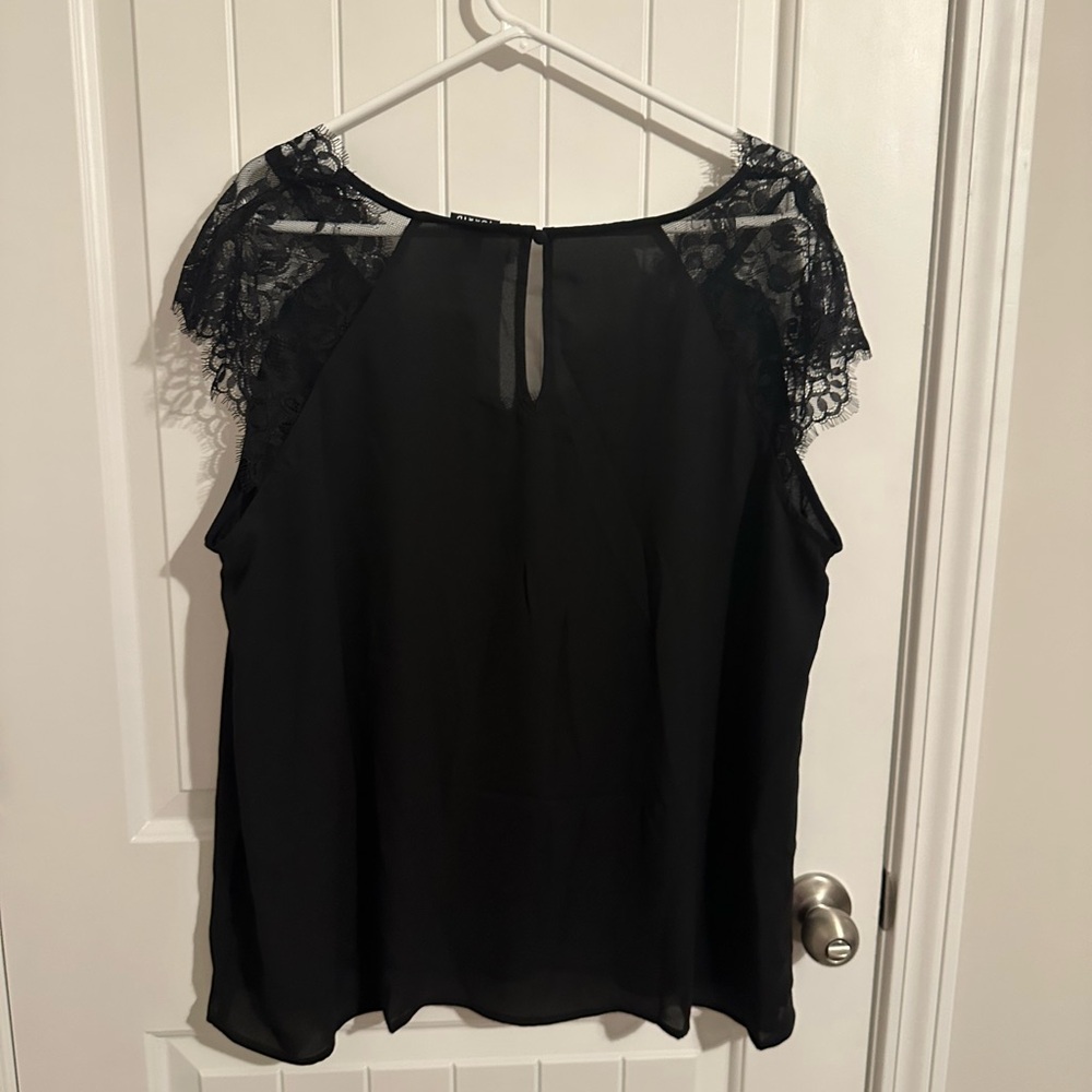 Torrid Black Lace Trim Short Sleeve Blouse